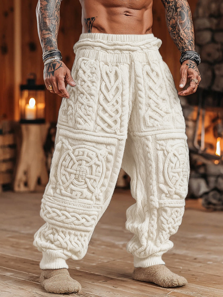 Men's Viking Tribal Celtic Pattern Art Cozy Knit Pants artswardrobe