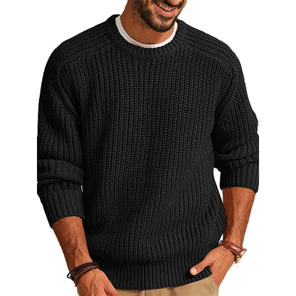 Men's Solid Color Long-sleeved Crew Neck Casual Sweater artswardrobe
