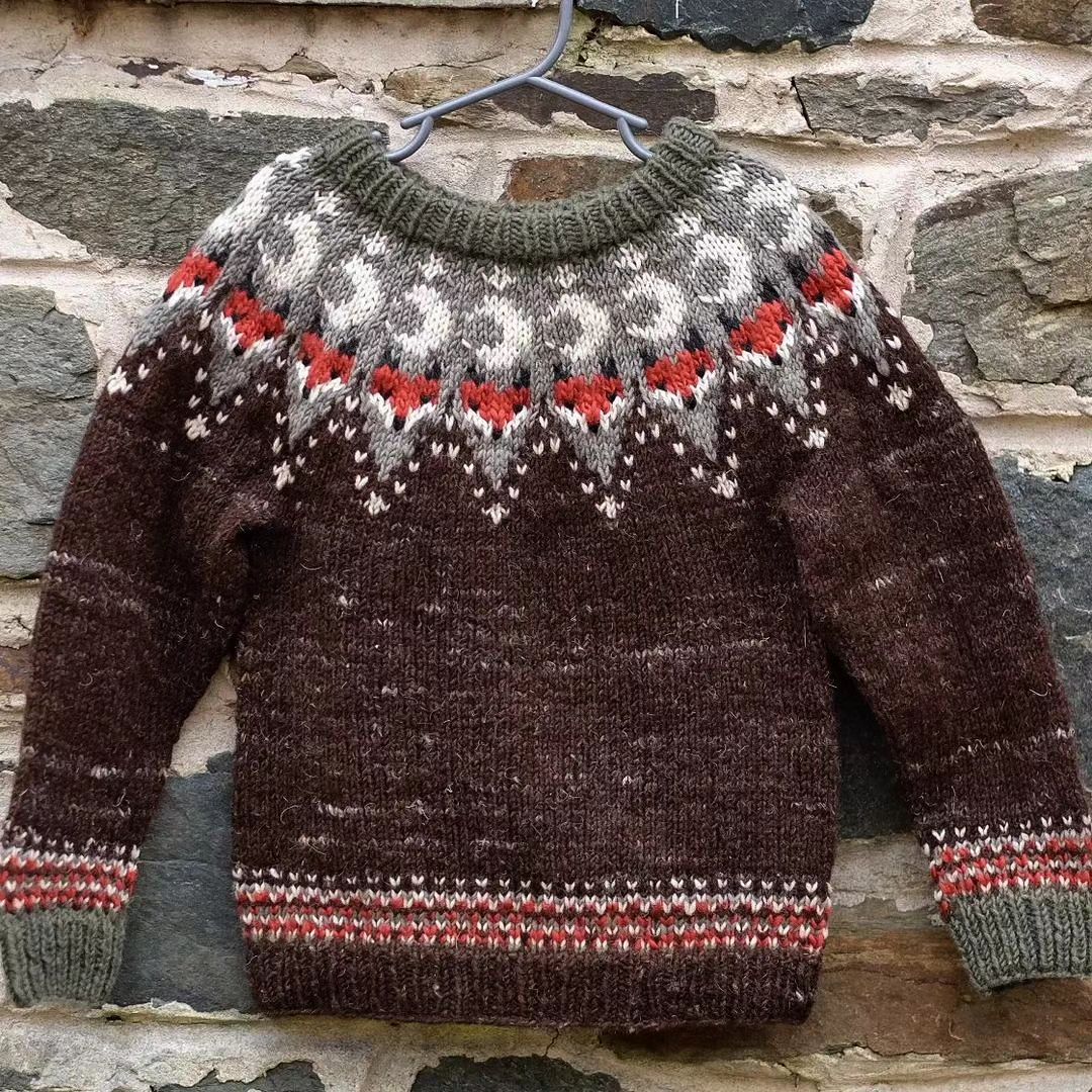 Vintage Moon Fox Jacquard Iceland Knit Women's Cozy Sweater elevenforest