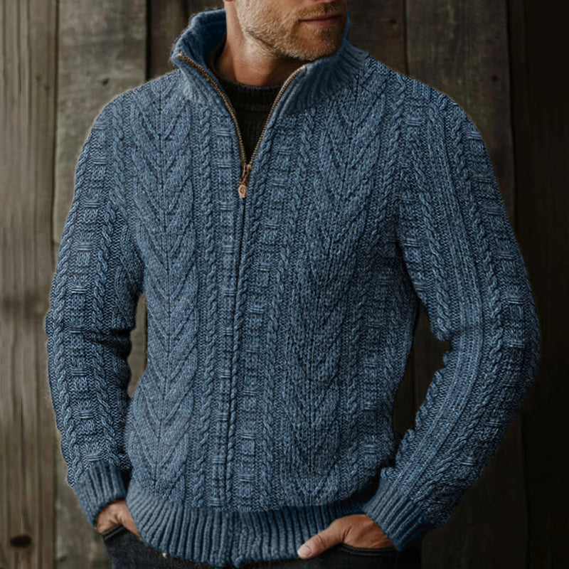 Men's Vintage Knitting Pattern Zip Cozy Sweater artswardrobe