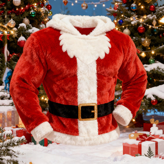 Comstylish Men's Fun Santa Claus Cosplay Hooded Ugly Sweater