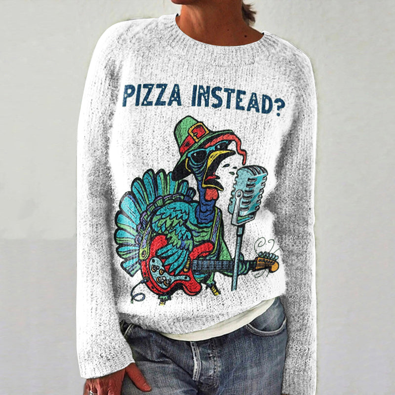 Pizza Instead Print Women's Sweater artswardrobe