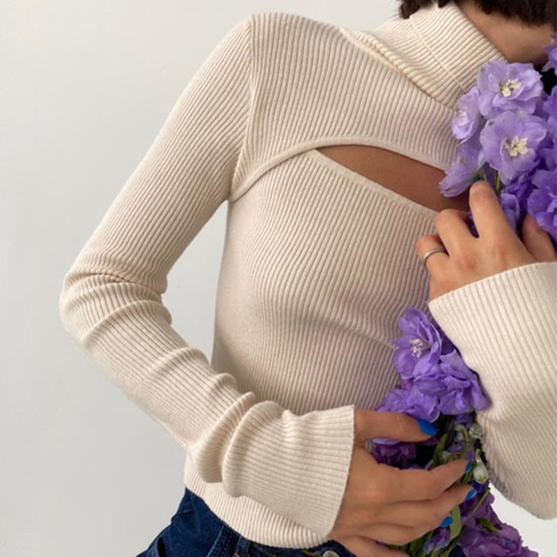 Diana® | Trendy turtleneck sweater with cut-outs