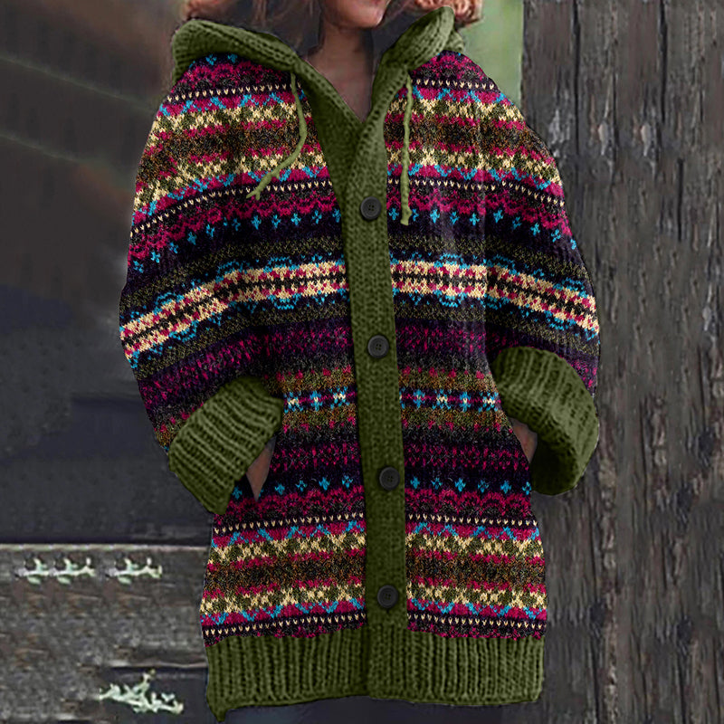 Vintage Icelandic Floral Knitted Warm Women's Cardigan Sweater elevenforest