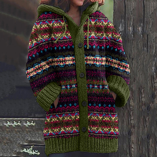 Vintage Icelandic Floral Knitted Warm Women's Cardigan Sweater elevenforest