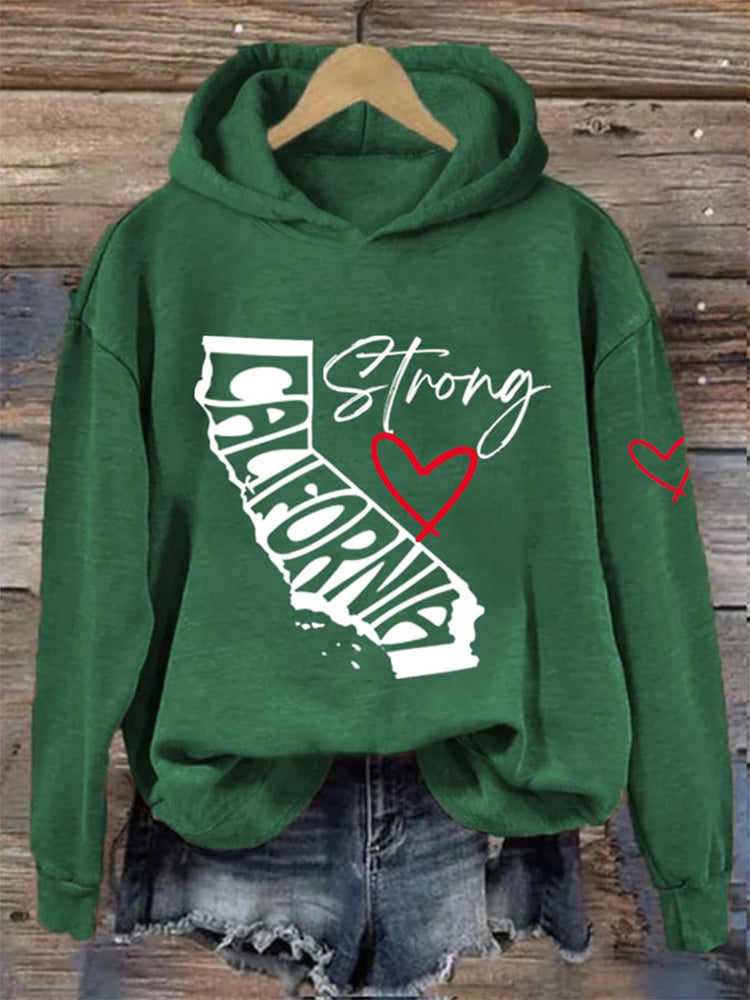 Comstylish Women's California Strong Print Hooded Sweatshirt
