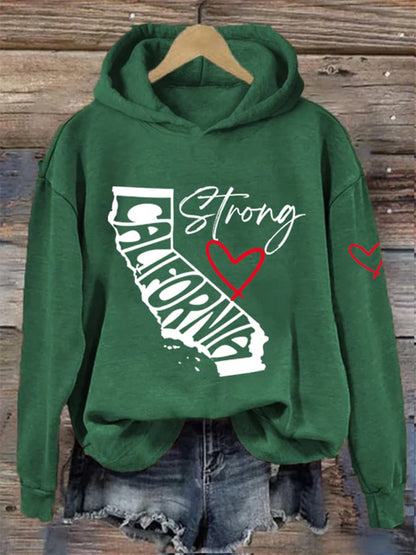 Comstylish Women's California Strong Print Hooded Sweatshirt