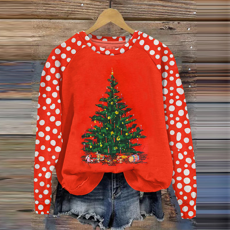 Comstylish Christmas Tree Print Casual Sweatshirt