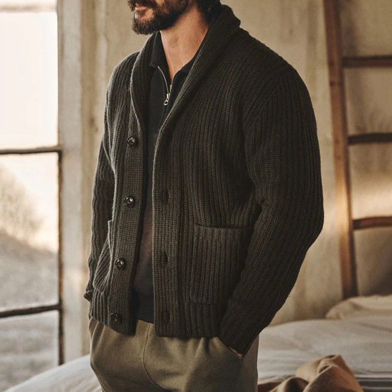 Men's Vintage Hand Knit Pocket Button Sweater elevenforest