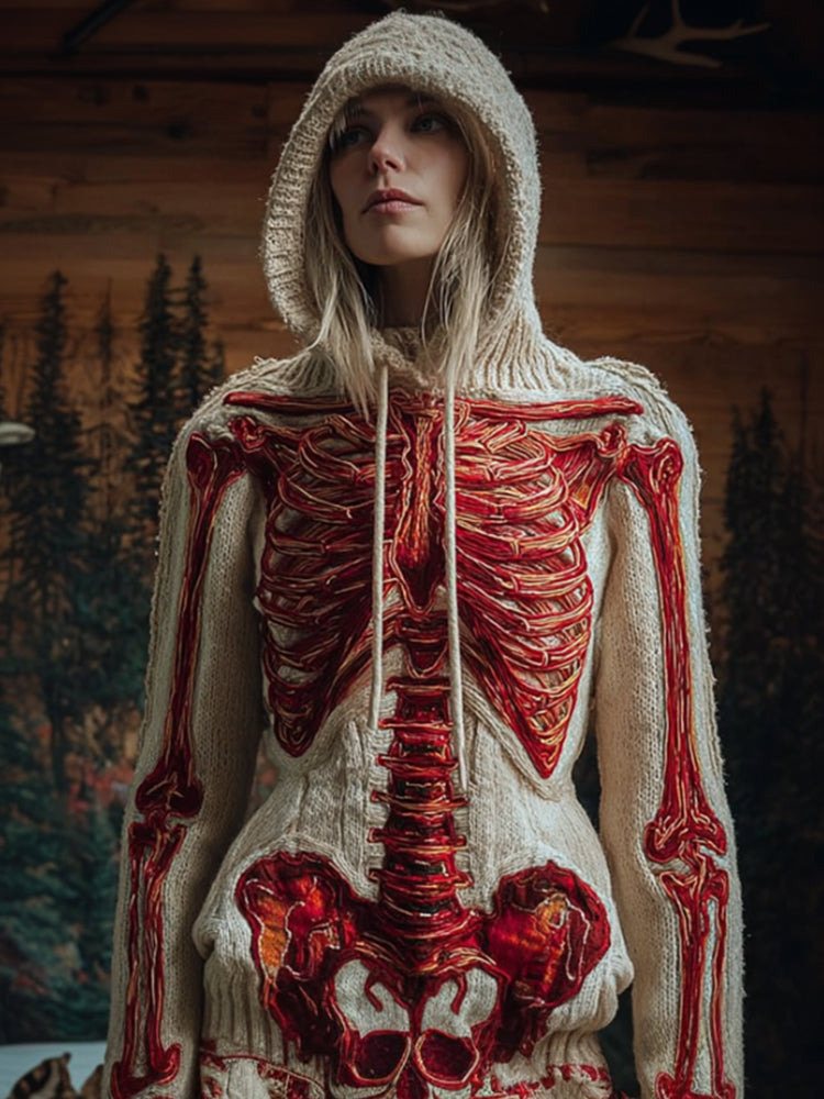 Women Halloween Bloody Anatomy Art Hooded Sweater artswardrobe