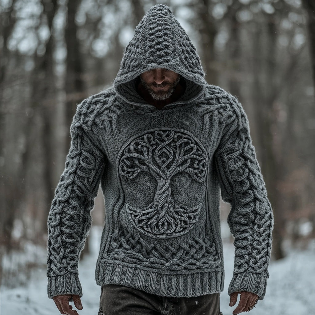 Men's Viking Tree Of Life Celtic Cozy Hooded Sweater artswardrobe