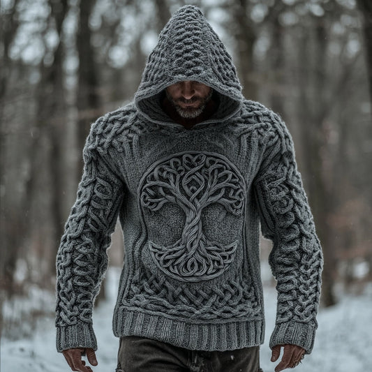 Men's Viking Tree Of Life Celtic Cozy Hooded Sweater artswardrobe