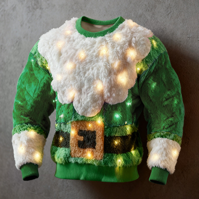 Comstylish Men's Fun Santa Claus Comfortable Crew Neck Plush Sweatshirt