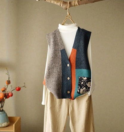 LP | Gilet in maglia con motivo colorblock