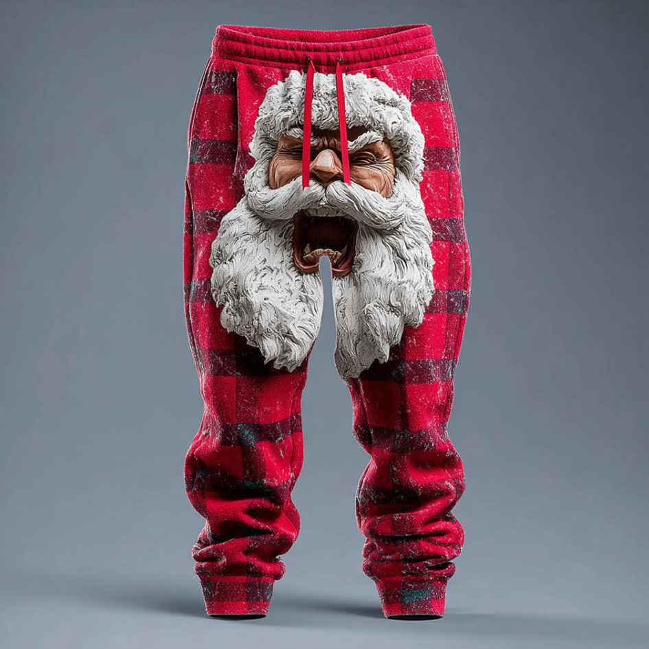 Comstylish Funny Santa Claus Men's Flannel Pants For Christmas