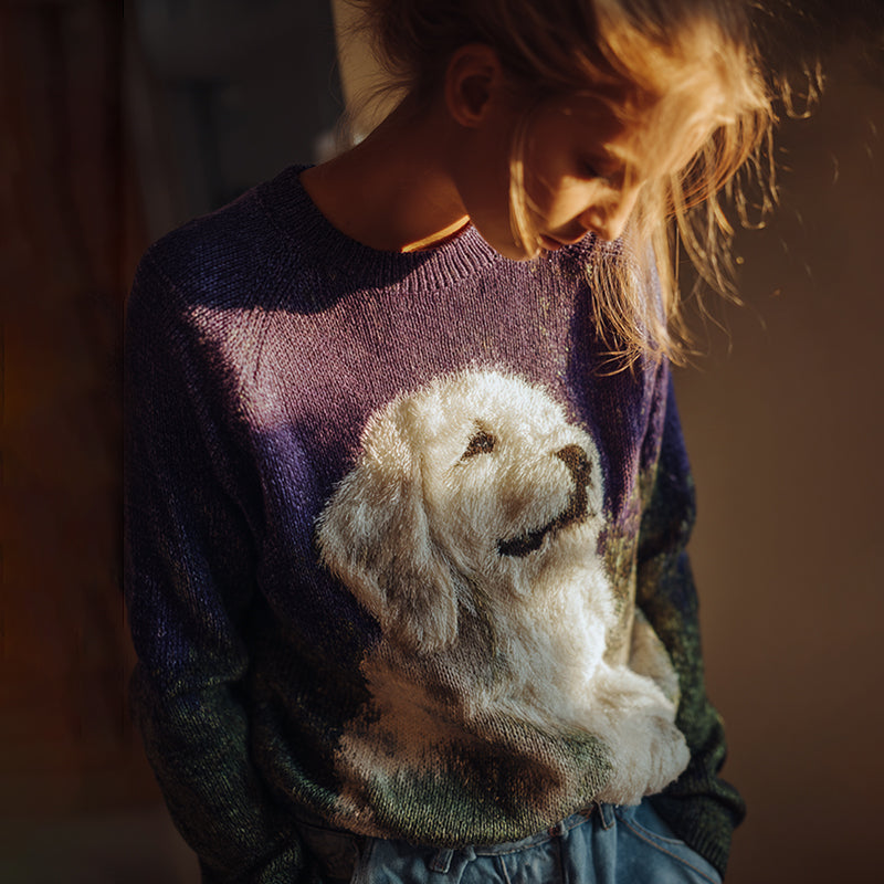 Comstylish Fuzzy Golden Retriever Dog Felt Cozy Knit Sweater