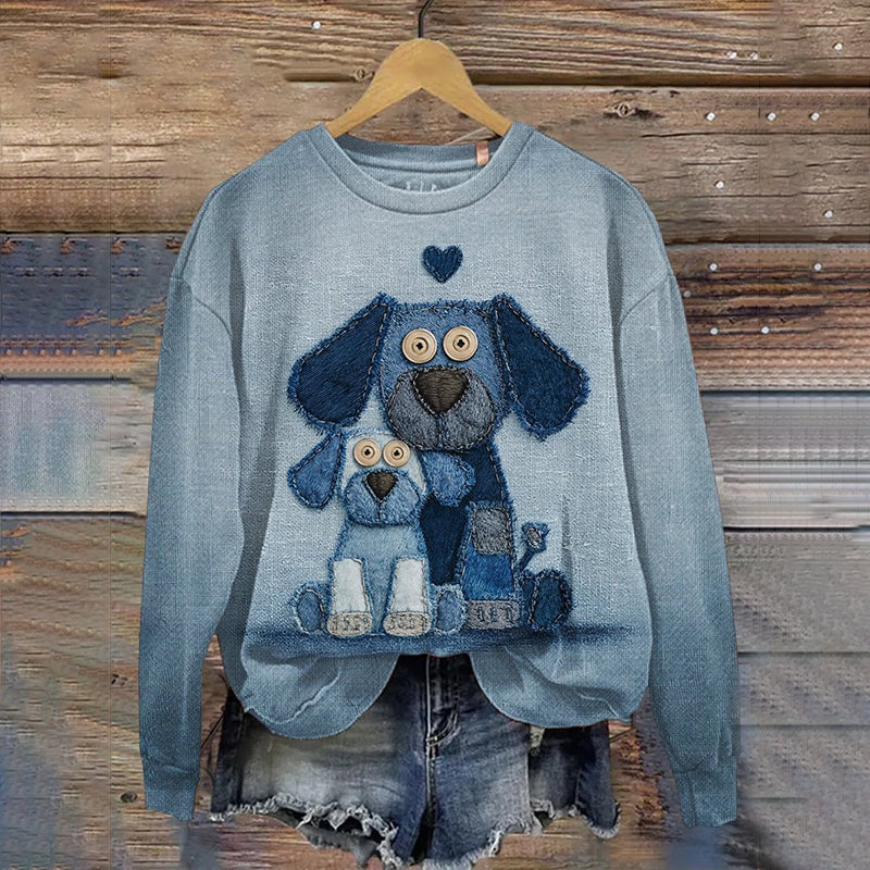 Comstylish Vintage Funny Dog Art Casual Sweatshirt