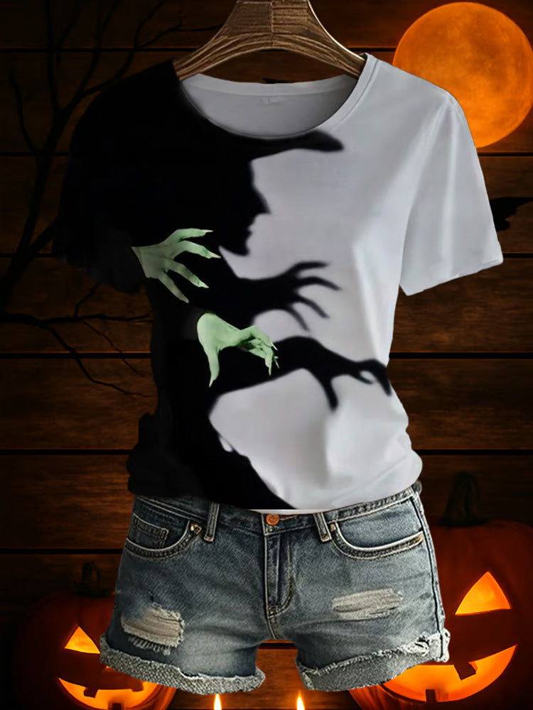 Women's Halloween Witch Printed Short-sleeved T-shirt artswardrobe