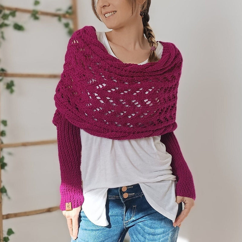 ER | Elegante maglione a portafoglio in maglia con dettaglio traforato