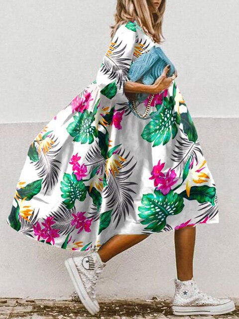 ER | Abito midi stampato con linea ad A