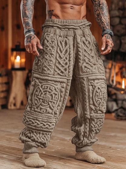 Men's Viking Tribal Celtic Pattern Art Cozy Knit Pants artswardrobe