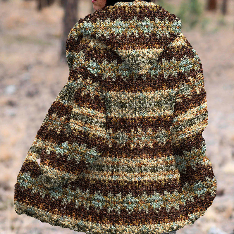 Vintage Striped Pattern Cardigan Women's Sweater elevenforest