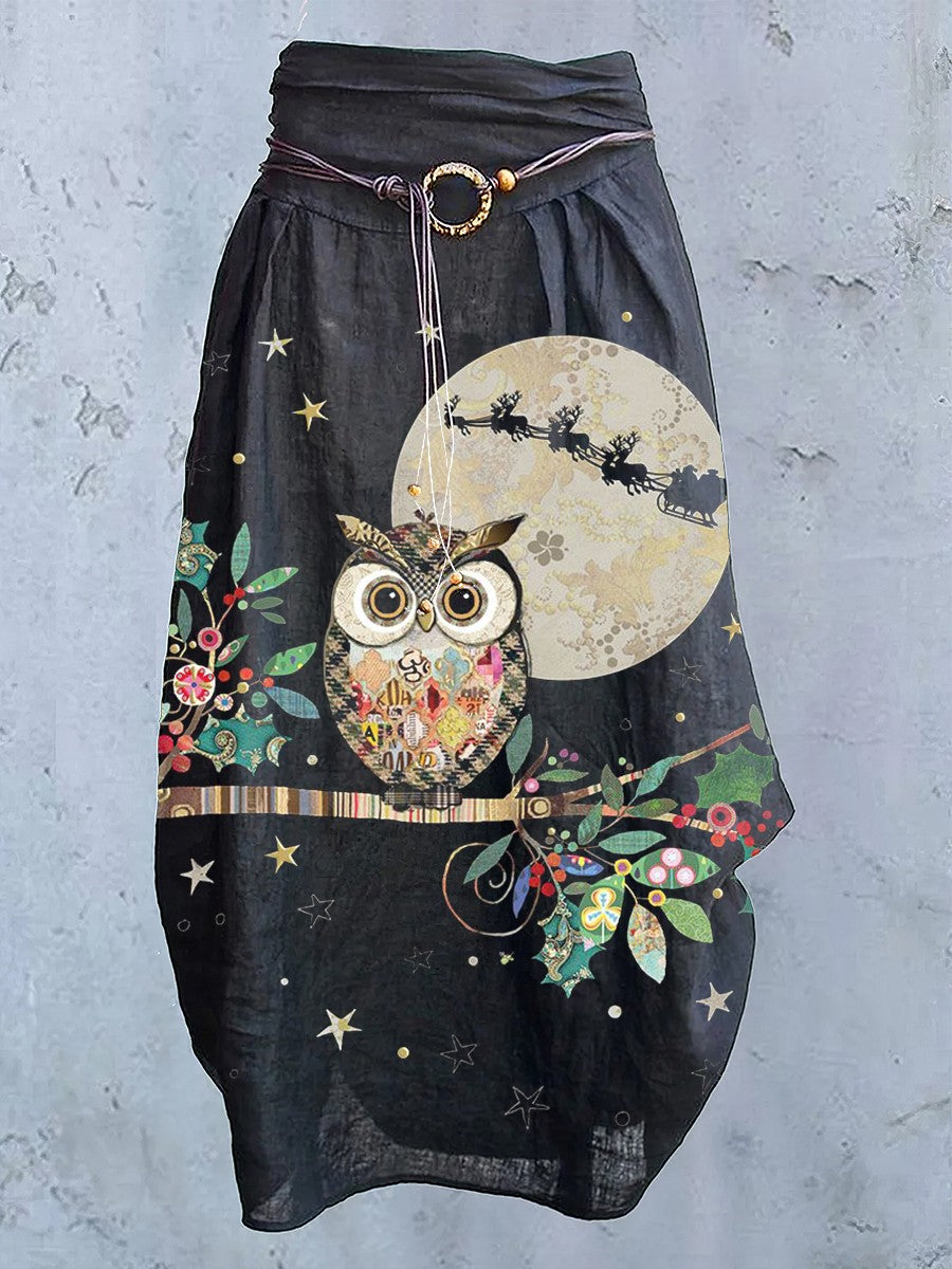 Women's Owl Art Design Casual Skirt
