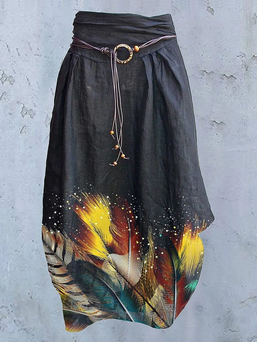 Women's Feather Art Design Casual Skirt