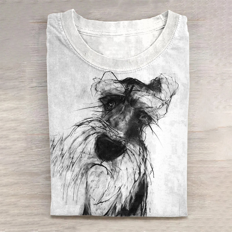 Comstylish Scrawled Puppy Art Lovely Dog Print Casual Short Sleeve T-Shirt
