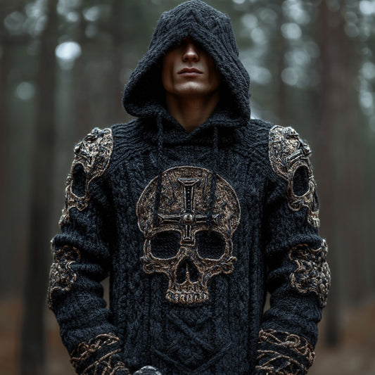 Men's Halloween Metal Skull Sweater artswardrobe