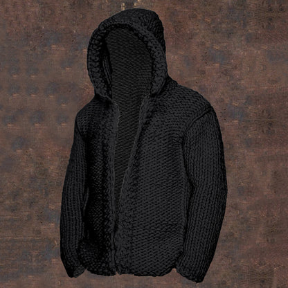 Vintage Cable Knit Basic Zipper Up Hooded Sweater elevenforest