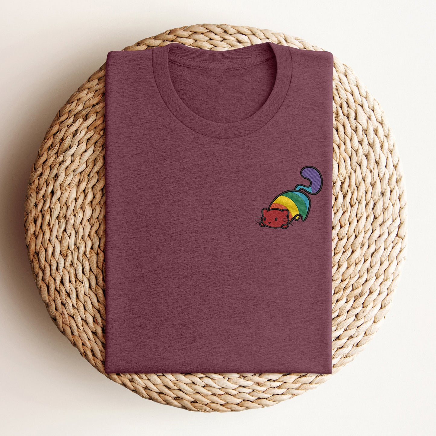 Women's Retro Colorful Cat Art Print Short Sleeve T-shirt elevenforest