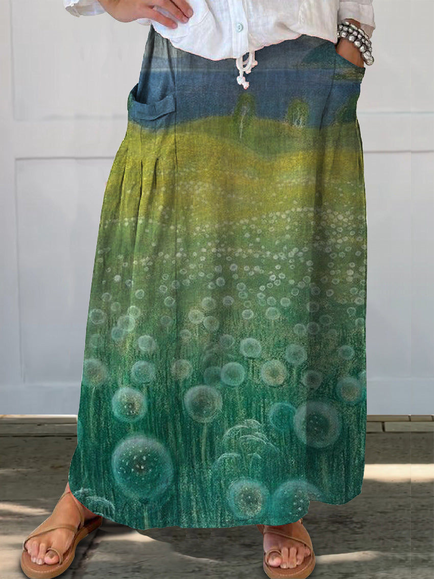 Women's Dandelion Linen Pocket Half Skirt