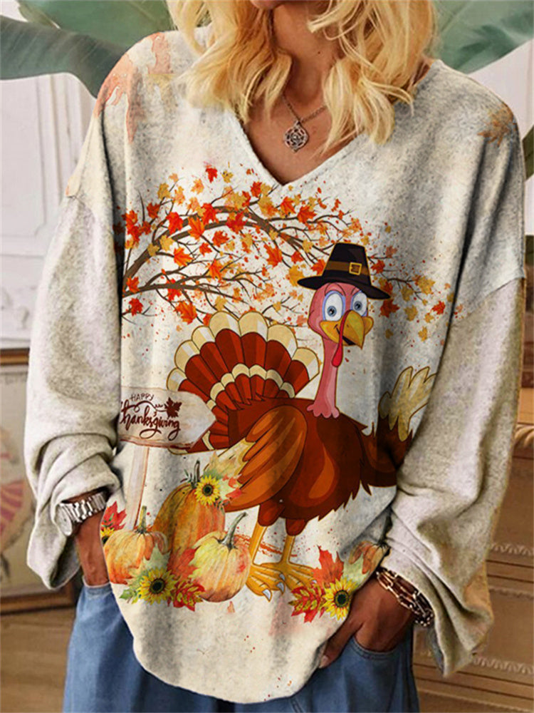 Thanksgiving Turkey Art Print Oversize T Shirt artswardrobe