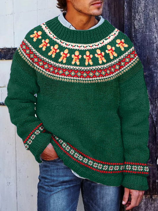 Christmas Gingerbread Pattern Cozy Knit Sweater artswardrobe