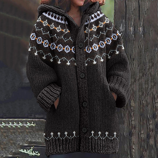 Vintage Icelandic Floral Embroidered Knitted Warm Women's Sweater elevenforest