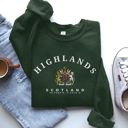 Comstylish The Scottish Highlands Print Crew Neck Casual Sweatshirt