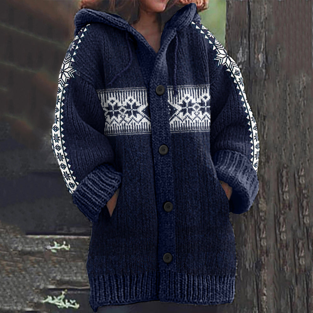 Vintage Christmas Snowflake Design Knitted Sweater Cardigan elevenforest