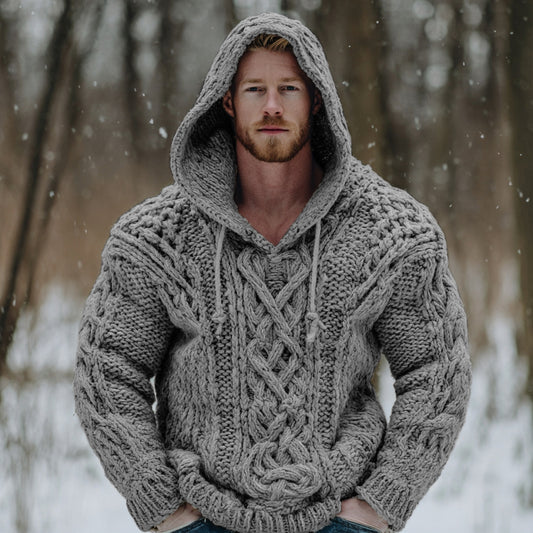 Vintage Fairman Island Jacquard Thick Warm Hooded Sweater elevenforest