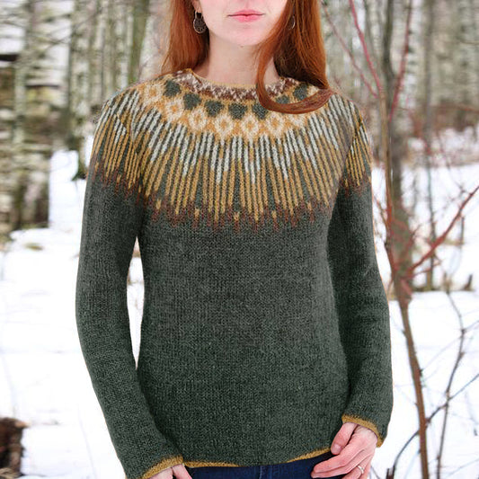 Vintage Fairman Island Print Crew Neck Sweater elevenforest