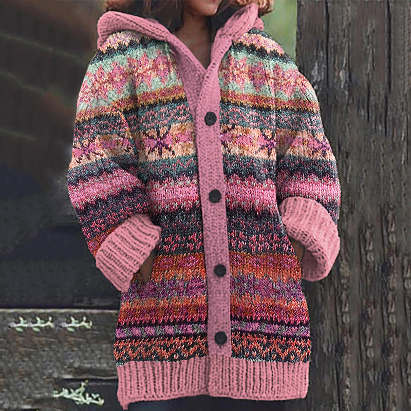 Vintage Fairman Island Knit Jacquard Hooded Sweater Cardigan elevenforest