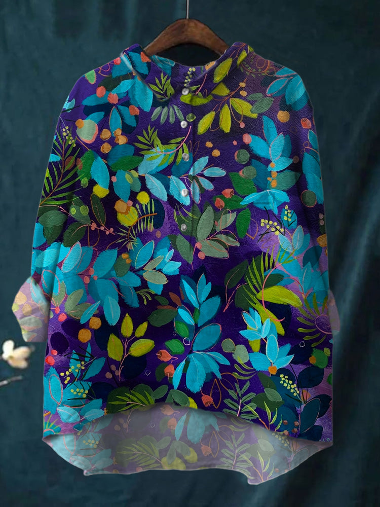 Women's Colorful Leaf Print Shirt