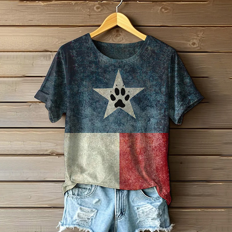 Comstylish Women's Vintage Texas Dog Rescue Print Crew Neck T-shirt