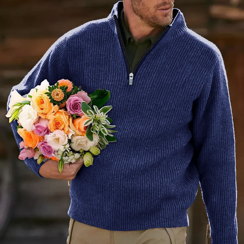 Vintage Scandinavian Warmth Knit Jacquard Icelandic Half Zip Collar Sweater Unisex artswardrobe