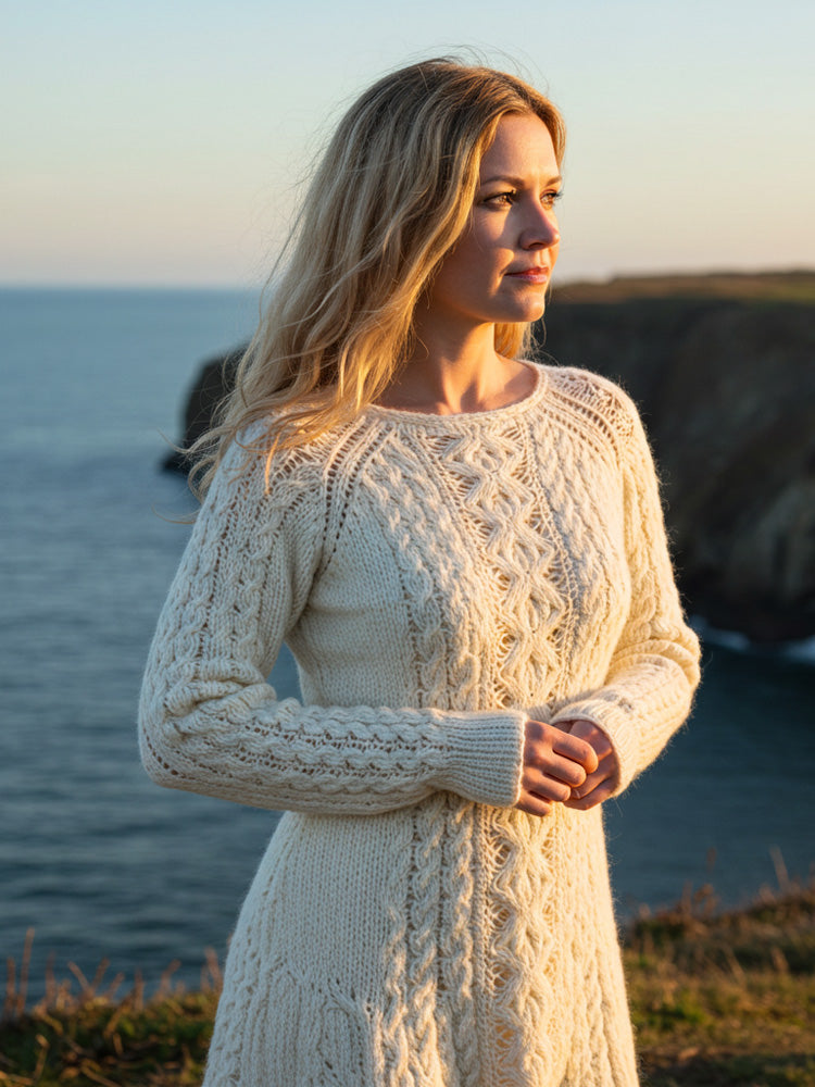 Women's Celtic Knot Long Sleeve Sweater Dress elevenforest