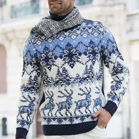 Vintage Warm Knitted Jacquard Turtleneck Sweater elevenforest