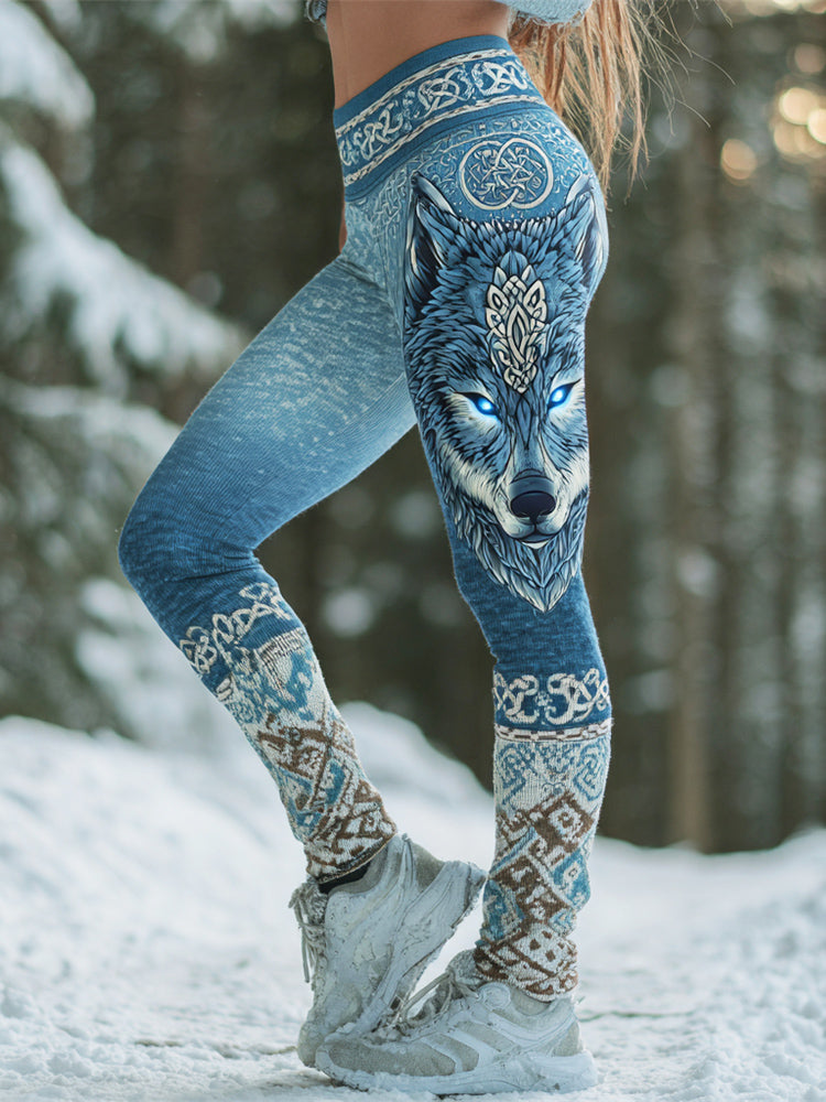 Viking Ice Wolf Women's Knit Leggings