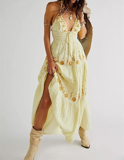 ER | Maxi abito ricamato Bohème