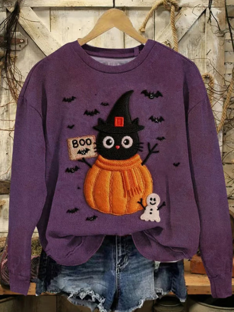 Women's Casual Halloween Print Sweatshirt artswardrobe