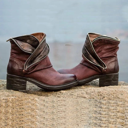 ER | Eleganti stivaletti pieghevoli con chiusura a zip